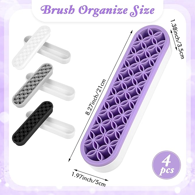 MAQUITA 4 Pcs Silicone Makeup Brush Holder Stand Multipurpose Cosmetic Travel Storage Box Painting Pen Brush Organizer for Brush, Eyeliner Pencil Art (Multicolored)