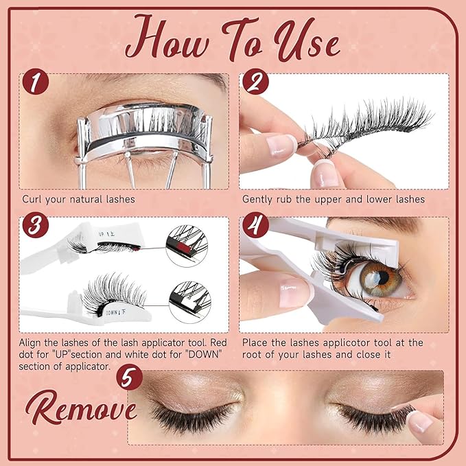 Meylora Magnetic Lashes,Meylora Magnetic Eyelashes with Applicator Reusable Magnet Eyelashes without Eyeliner Natural Look No Glue or Liner Needed(Natural+Iris+Fox)