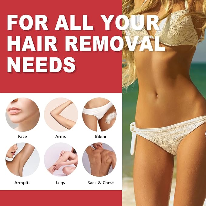 3lb Hard Wax Beads for Sensitive Skin Coarse Hair Removal, No Rosin Wax Beads for Brazilian Waxing, Full Body, Bikini, Underarms, Back, Legs, Face, Back, Unscented Wax Beans for Women Men Home