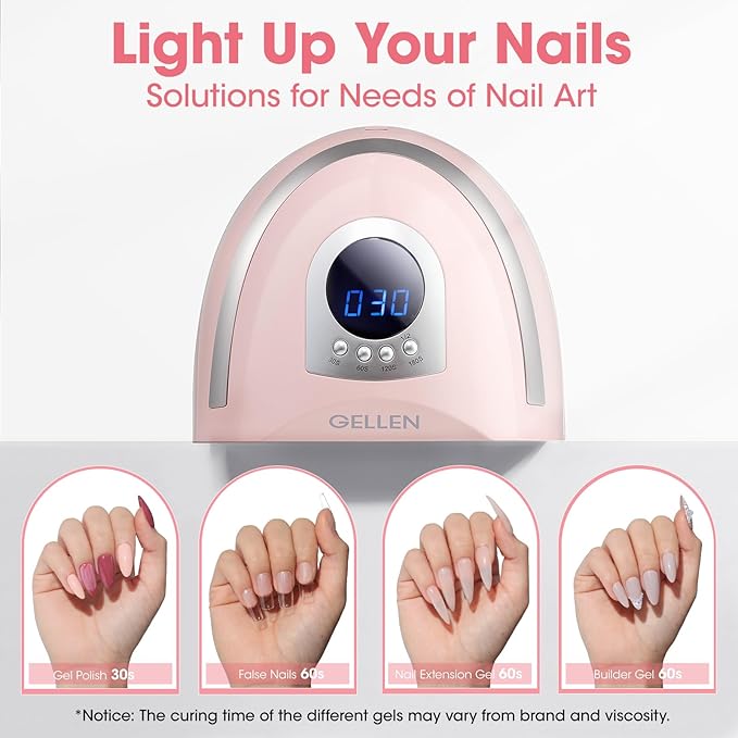 Gellen 268W UV Light for Nails - Professional Fast Curing Lamp with 4 Timers, 66 LED Beads - Dryer for Gel and Acrylic Nails