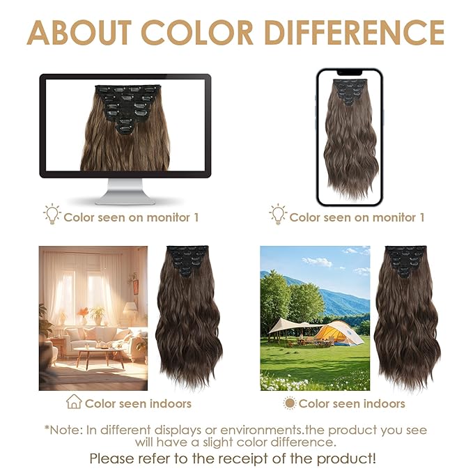 Clip in Hair Extensions for Women - 20 Inch Long Wavy Brown Extensions, 6PCS Chestnut Hairpieces that Blend Naturally with Your Real Hair (20 Inch, Chestnut)
