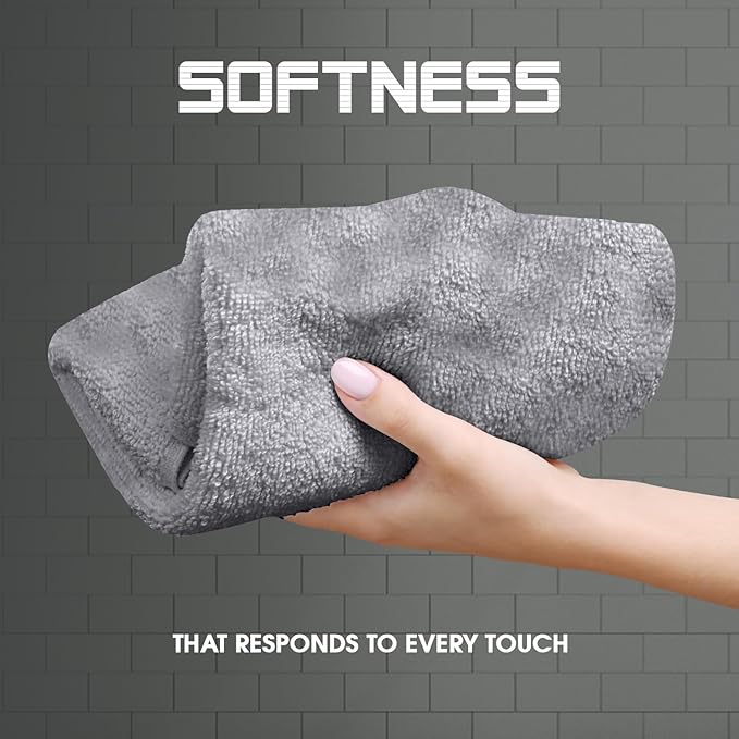 Oakias 100% Cotton Wash Cloths 60 Pack Grey - 12 x 12 Inches Ring Spun Cotton Facial Towels - Highly Absorbent Quick Dry Spa Towels - Bulk Washcloths Ideal for Scrubbing and Cleaning