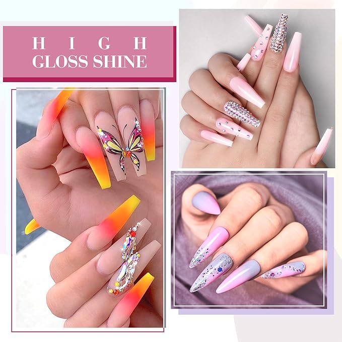 CANNI 6 Colors 9 ML Hema-Free Pink Gel Nail Polish Set, Hot Pink Purple Yellow Orange Kit, Soak Off LED Nail Gel Manicure Kit DIY at Home Salon Gifts