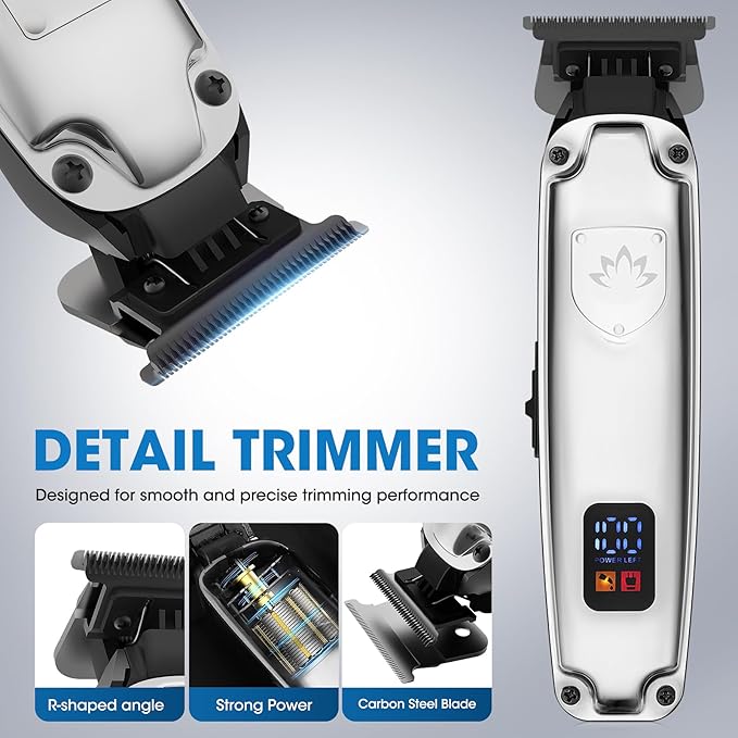 Suttik Professional Hair Clippers for Men, Barber Clippers and Trimmers Set, Foil Shavers for Men, 4 in 1 Cordless Hair Clippers Set Hair Cutting Kit Barber kit with LED Display