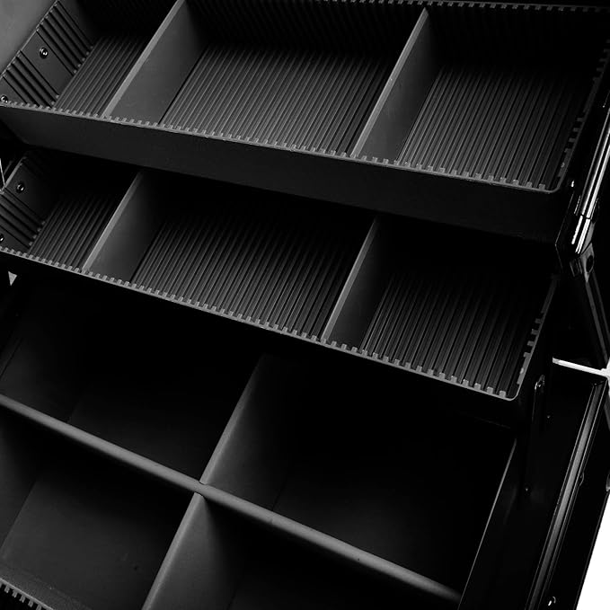 SHANY Essential Pro Makeup Train Case Cosmetic Box Portable Makeup Case Cosmetics Beauty Organizer Jewelry storage with Locks, Multi Compartments Makeup Box and Shoulder Strap - Jet black