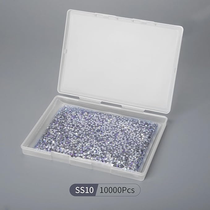 10000PCS Moonlight Rhinestones Bulk, Flat Back Crystal Glass Stone Round Gems,SS10, 2.7-2.9mm