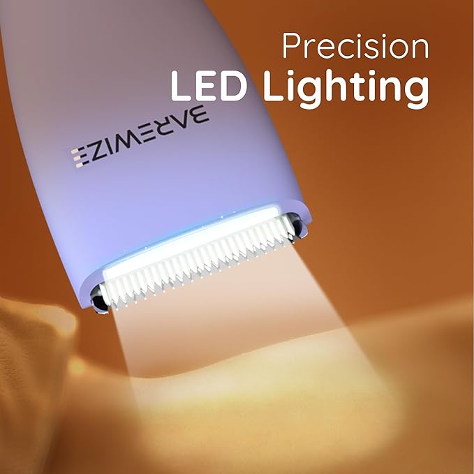 Bikini Trimmer for Women, Legs & Pubic Hair Trimmer | Waterproof, Type-C Rechargeable, LED Light, Replaceable Blade, Electric Razors for Women, Womens Body Shaver (Lilac Purple)