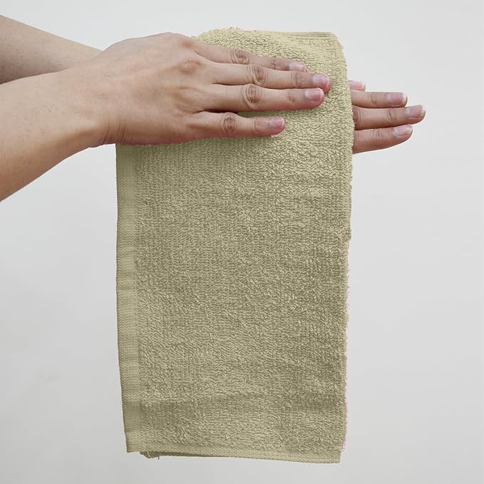 DAN RIVER 100% Cotton Washcloths 24 Pack Premium Quality Face and Body Cloth, Quick Dry Essential Towels for Bathroom, Hand, Kitchen & Cleaning, Baby Rugs | 12X12 in | 400 GSM | Beige