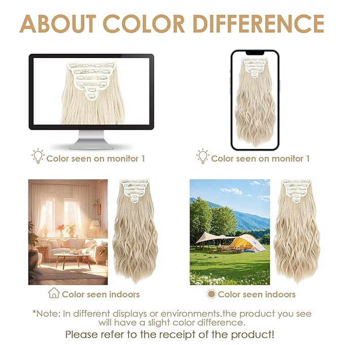 Clip in Hair Extensions for Women - 20 Inch Long Wavy Brown Extensions, 6PCS Blonde Hairpieces that Blend Naturally with Your Real Hair (20 Inch, Blonde)