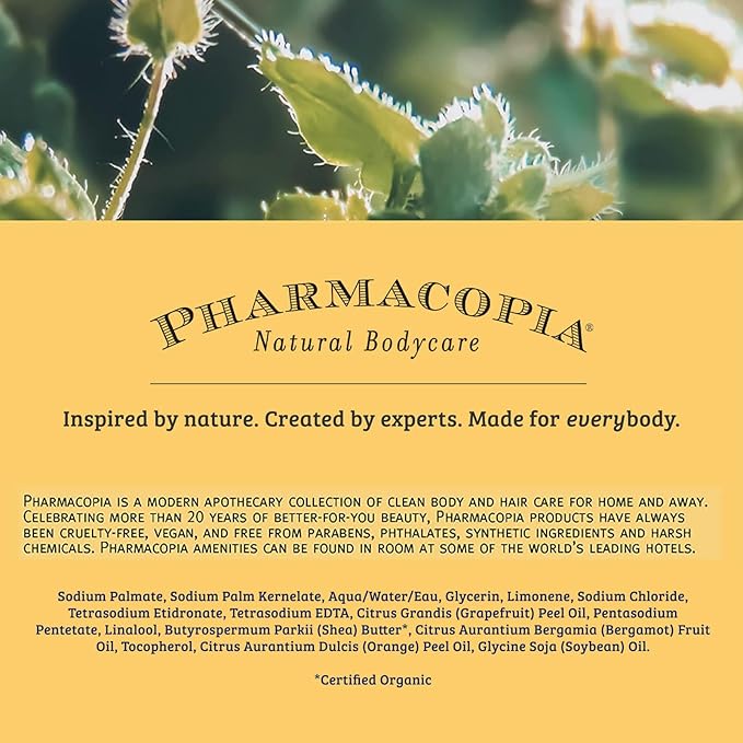 Pharmacopia Citrus Body Bar – Aromatherapy Body Soap with Natural & Organic Ingredients – Vegan Wash Bar for Men & Women, 4.4oz, Pack of 3