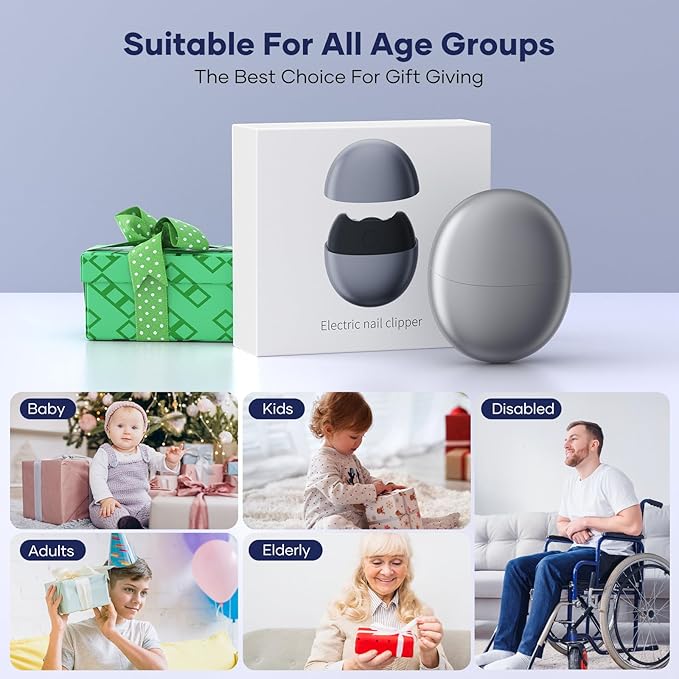 Electric Nail Clipper with USB Charging: Automatic Nail Clippers with Led Light & Clip Storage - Fast USB Rechargeable Safety Fingernail Trimmer for Baby Seniors Kids Adults (Black, Medium)