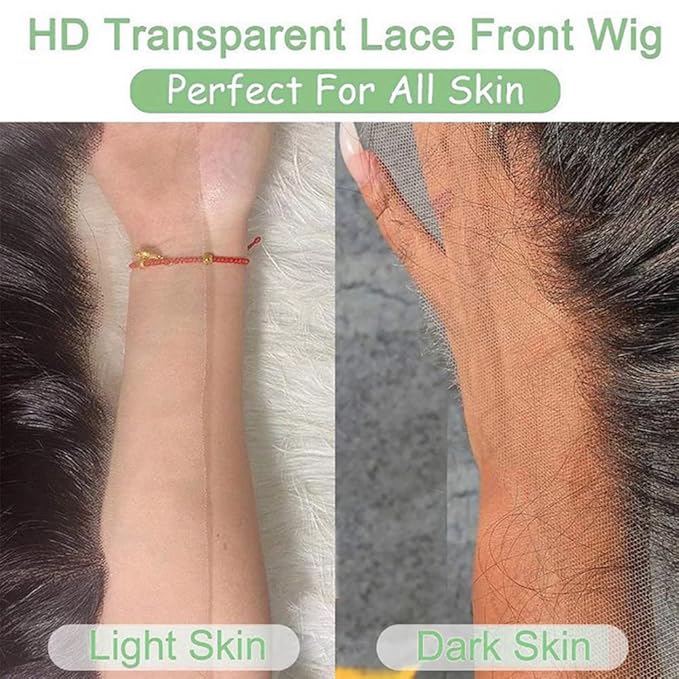 Aomllute Deep Wave Lace Front Wigs Human Hair 180% Density 13x4 HD Transparent Lace Frontal Wigs for Women Glueless Curly Lace Front Wigs Pre Plucked Human Hair Wigs Natural Black Color 20 inch