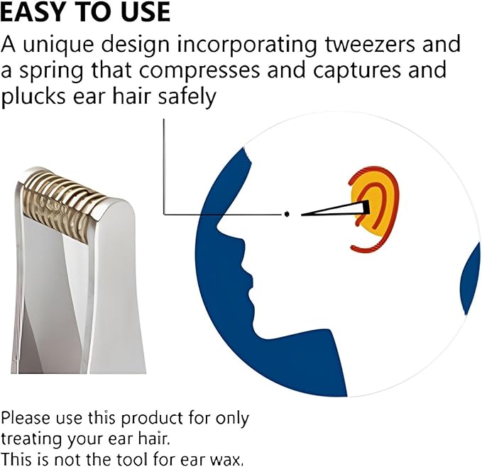 Seki Japan Ear Hair Trimmer Clipper Cutter Tweezers Shape with Spring Safe Design for Hair Removal, Japanese Stainless Steel