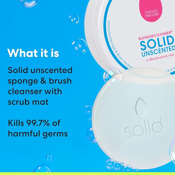Beautyblender® | Blendercleanser® Solid Unscented Makeup Sponge & Brush Cleanser + Silicone Scrub Mat | Professional Cleansing Tool, Makeup Sponge Cleaner, Vegan & Cruelty Free, Made in USA