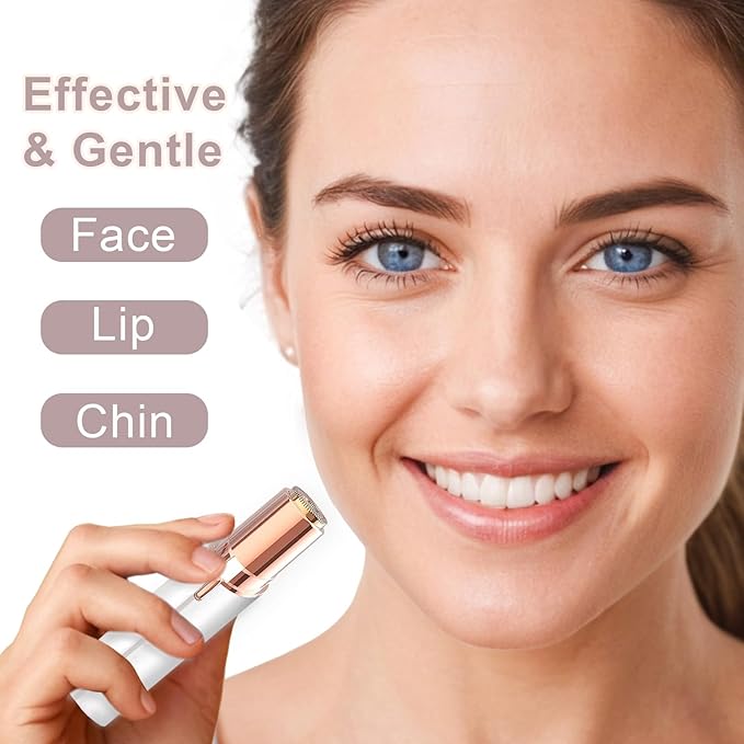 Facial Hair Removal for Women, Painless Face Shaver for Womens, Face Razors for Lip, Chin with USB Rechargeable, White
