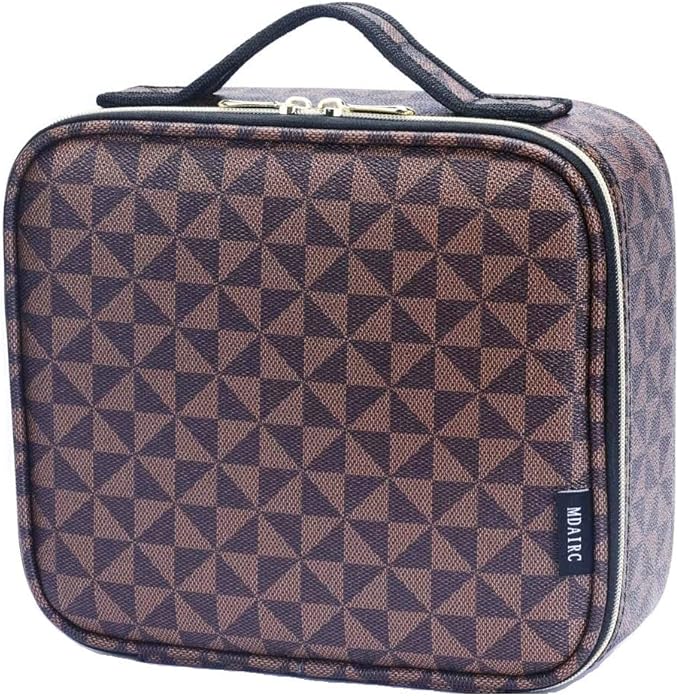 Travel Makeup Train MAKE UP Case Makeup Cosmetic Case Organizer Portable Artist Storage Bag with Adjustable Dividers for Cosmetics Makeup Brushes Toiletry Jewelry Digital Accessories