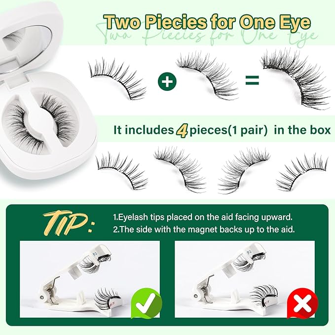 Magnetic Eyelashes Kit: No Glue Reusable Eyelashes, Single Pair, Radiant, Black, Faux Mink, Soft, Lightweight, Natural Appearance