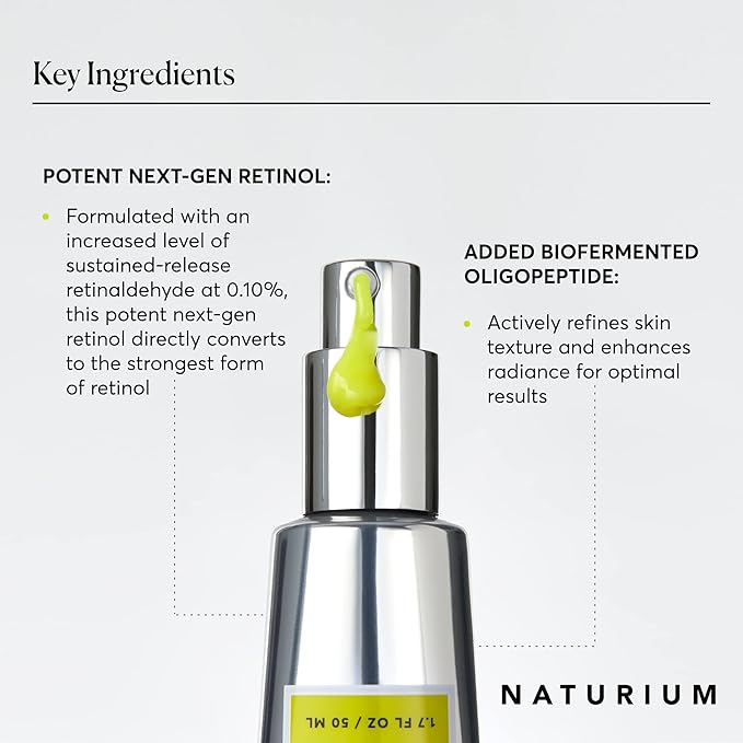 Naturium Retinaldehyde Cream Serum 0.10%, Advanced Anti-Aging & Smoothing Potent Face & Skin Care, 1.7 oz