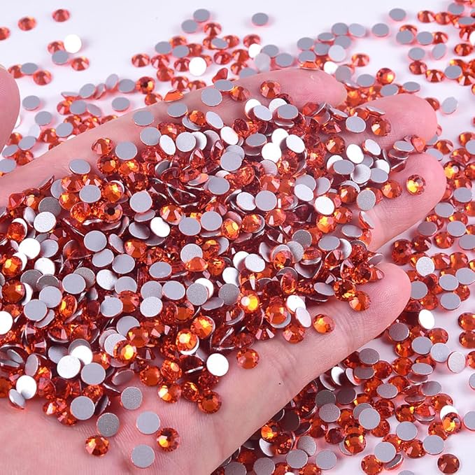 Blinginbox Flatback Rhinestones Bulk,14400pcs Crystal Round Loose Gemstones Glass Rhinestones for Crafts Makeup Nail Art Clothes Shoes DIY Decorations(SS20,4.6-4.8mm,Orange)