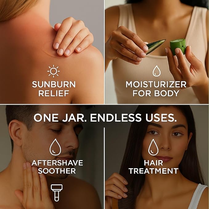 by.H Organic Aloe Vera Gel for Skin & Body - Large Jar Home Natural Moisturizer for Skin and Sunburn, Effective After Sun, Non-Greasy Formula [Made in Korea] (Jar, 1 Count)