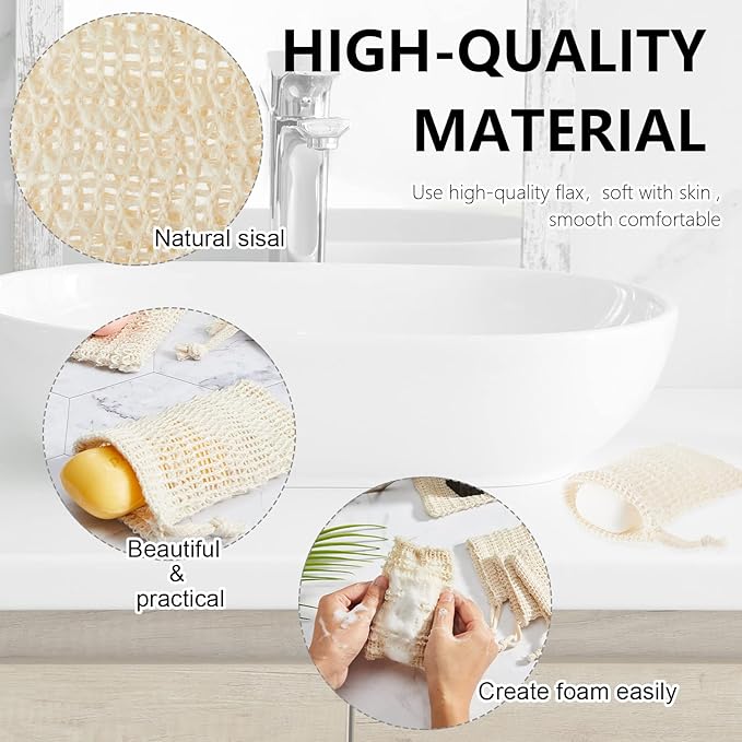 Cunhill Exfoliating Pouch Sisal Soap Saver Bag with Drawstring Mesh Foaming and Drying Soap Holder for Bath and Shower (70 Pieces)