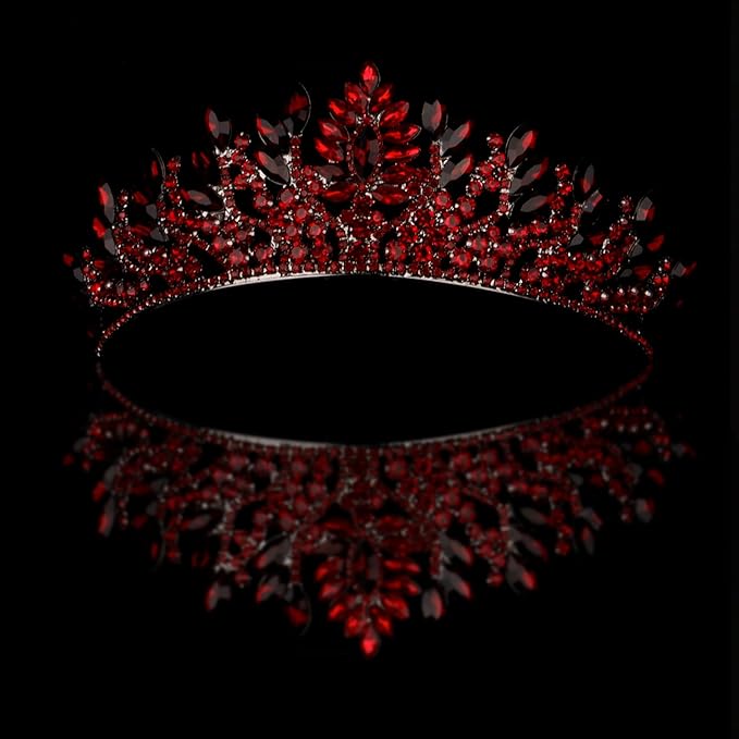 LIMELIA Women's Tiara for Henna Wedding Party|Glitter Hair Accessories for Bridal Birthday Pageant Prom Halloween Cos-play Christmas Party|Danver-Burgundy