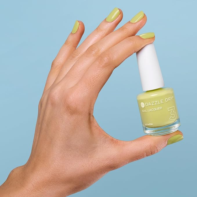 Dazzle Dry Nail Lacquer (Step 3) - Fresh Squeezed - A vibrant, greenish chartreuse yellow. Full-coverage cream. (0.5 fl oz)