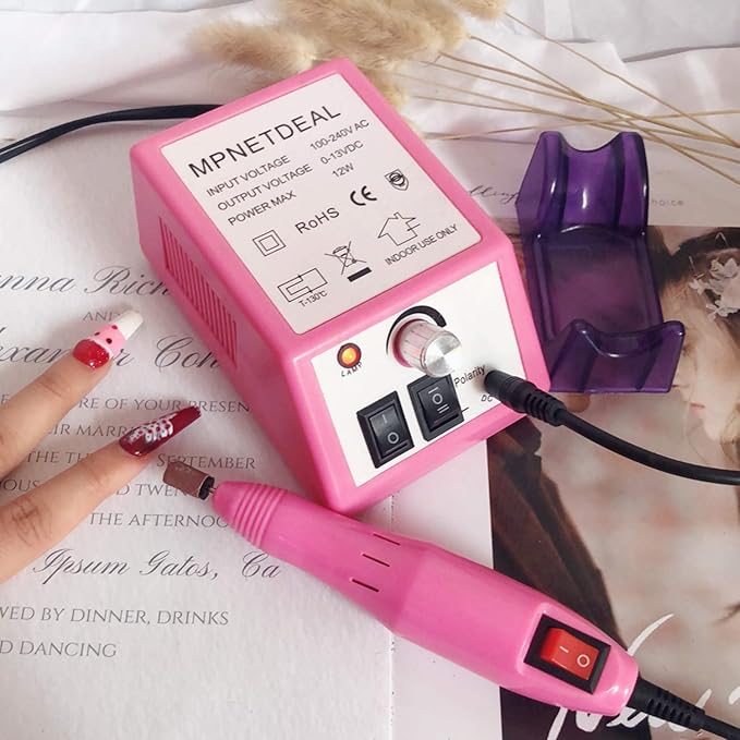 Efile Nail File Machine Electric Nail Drill Set Kit for Acrylic Nails Gel Nail Art Salon Use or Home use(Pink SetB)