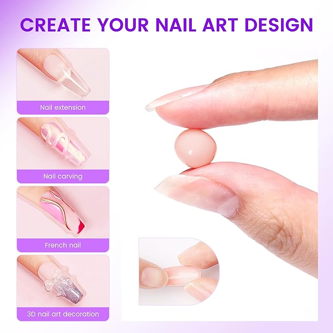 AIJIMEI 100ml Solid Builder Gel for Nails kit Solid Nail Builder Gel Non Sticky Nail Gel for Nail Extension with Nail Silicone Molds Nail Dual Form Nail Art Deisgn Nail Builder Gel (Nude)