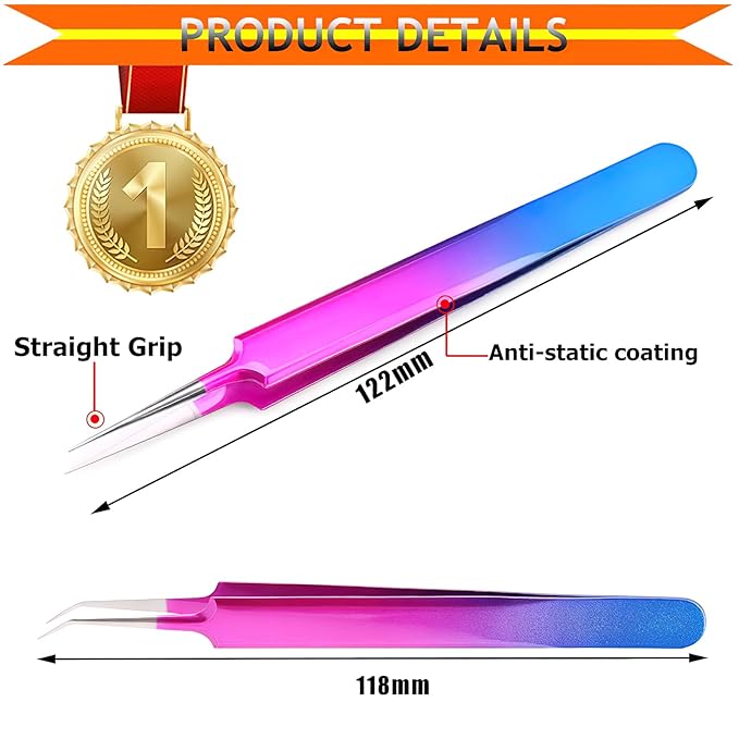 Isolation Lash Tweezers for Volume Eyelash Extension,Professional Precision Stainless Steel Las Purple 6.89inx1.5inx0.79in