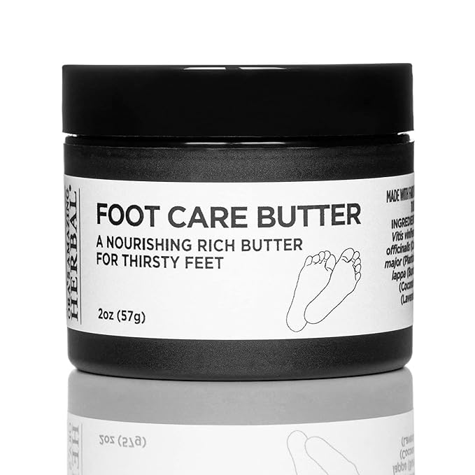 Foot Care Butter, Heel Balm, Foot Balm, Repair Cream for Dry Cracked Heels & Feet, Lavender, Tea Tree & Peppermint, 100% Recycled Plastic Jar, Ora's Amazing Herbal, 2 oz
