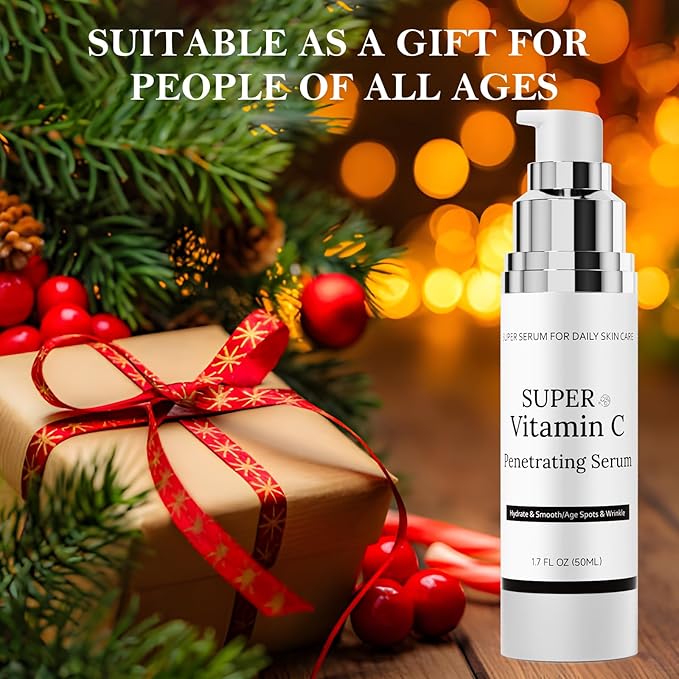 Vitamin C Serum for Face, Super Vitamin C Serum for Women Over 70, All-In-One Hydrating, with Hyaluronic Acid Vitamin E Smooths Fine Lines for Neck Face, 50ML, 1 Pack