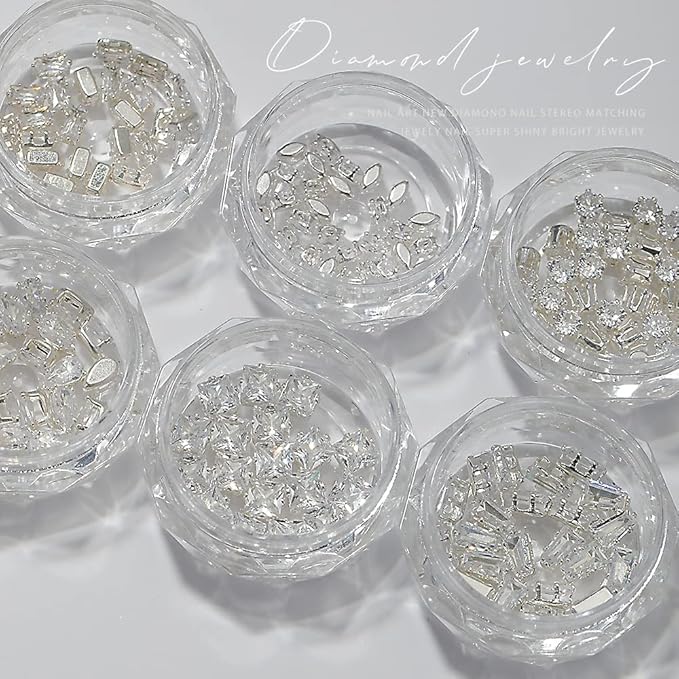 Silver Nail Charms Nail Art Zircon Metal Gem Sparkle Crystal Jewelry Diamonds for Nail Art Decorative Horse Eyes Water Drop Accessories Mini Flatback Nail Rhinestones Accessories