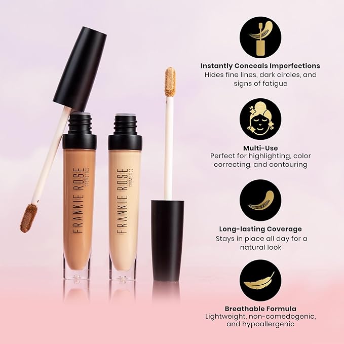 Frankie Rose Cosmetics Our Lil' Secret Concealer Sweat-Proof & Matte Under Eye Concealer, Long Lasting Full Coverage For Fine Lines, Dark Circles & Hide Imperfections - Truffle
