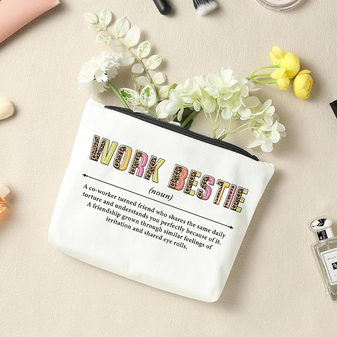 Work Bestie Definition, Work Besties Gifts for Women, Makeup Bag Cosmetic Bag, Bestie Gifts, Friendship Gifts, Birthday Appreciation Thank You Gifts for Women Female BFF Friend Coworker Soul Sister