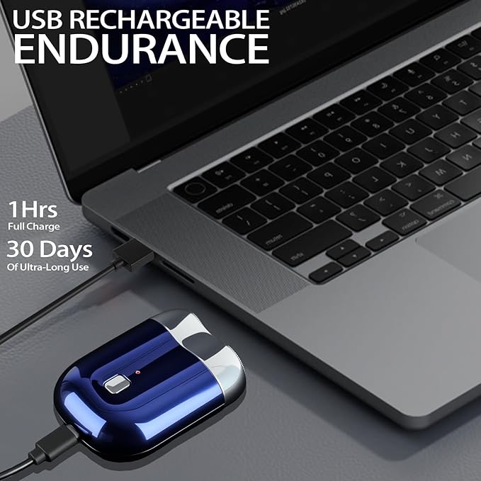 Mini Electric Shaver for Men, Upgrade Pocket Dual Head Shaver, Portable Razor for Men, Rechargeable Waterproof Compact Travel Electric Razor, USB Close Battery shavers (Blue)