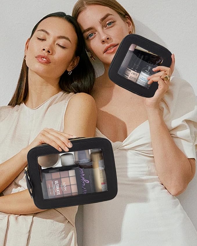 Clear Makeup Bag, Small Makeup Bag TSA Approved Toiletry Bag Cosmetic Travel Bag Cute Makeup Bag Organizer Makeup Case Pouch Car Essentials for Women Men