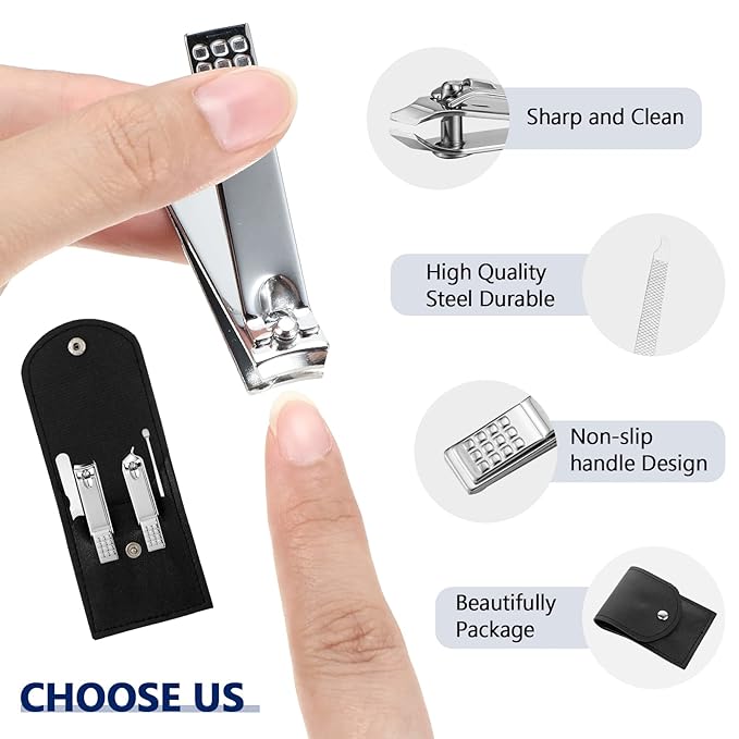 Lasnten 24 Set Manicure Set Bulk Nail Clippers Grooming Nail Kit Stainless Steel Professional Pedicure Kit Pedicure Tools with Travel Case Gifts for Men Women Personal(4 in 1,Black)