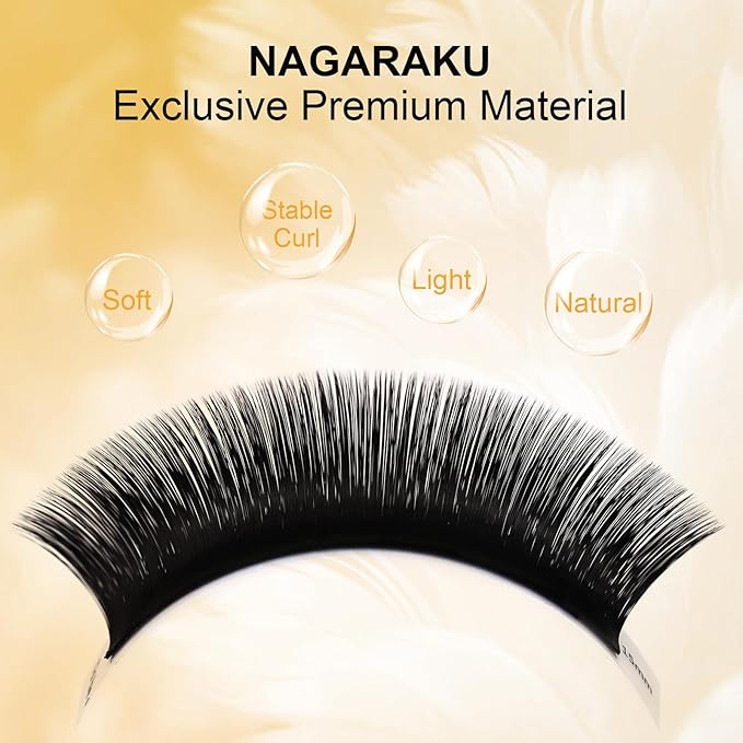 NAGARAKU Easy Fan Eyelash Extensions Volume Lash 0.07 C curl 11mm Rapid Blooming Faux Mink Cluster For Beginners Soft Professional Lash Supplies