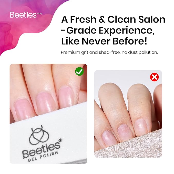 Beetles Nail File Nail Buffer, 10 pcs Sponge File and Buffers for Natural Nails, Double Sides Emery Boards for Nails, Nail Buffer and Shine Kit Nail Filer, 100/180 Grit Nail Files Fingernail Files