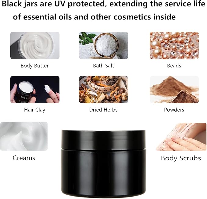 Acrux7 40 Pack 4 oz Black Plastic Jars, Small Round Cosmetic Cream Jars with Lids & Labels, Refillable Plastic Cream Container 120 ml Leak Proof Travel Jars for Creams, Lotion, Body Butter, Body Scrub