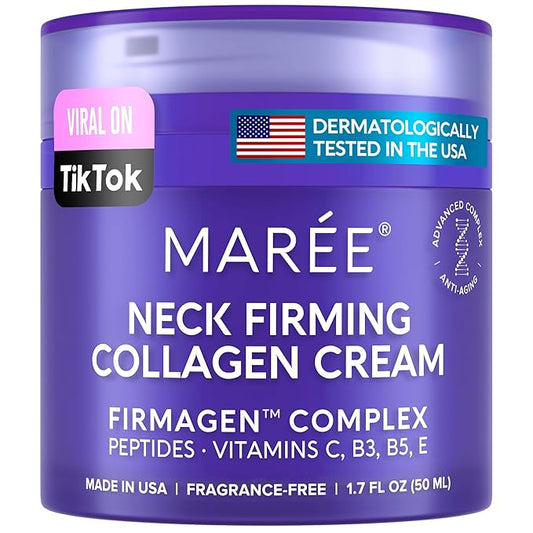 MAREE Neck Cream - Neck Creams for Tightening and Firming with Hyaluronic Acid - Face Moisturizer for Women - Skin Care Tighten and Lift - Facial Lifting - Anti Aging & Wrinkles Treatment - 1.7 fl oz