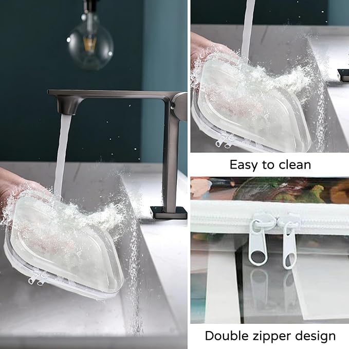 3PCS Zippered Transparent Cases for Snacks,Portable Waterproof Cosmetic Bag with Zipper,Clear Hard Shell Zipper Case for Cosmetic Storage, Putting Snacks, Pencil Case