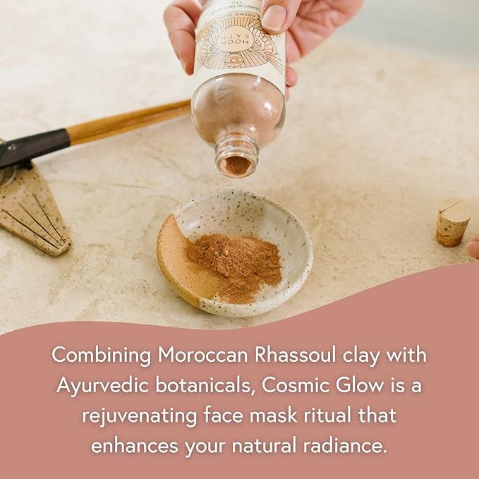 Moon Bath Cosmic Glow Botanical Face Mask | Ayurvedic Facial w/Fine Herbs & Clay. Brighten & Calm the Skin. Reduce Inflammation & Polish Face for Enhanced Radiance. Organic Beauty, 4 fl oz