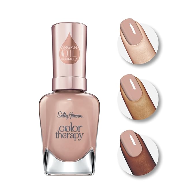 Sally Hansen Color Therapy, Re-Nude, Argan Oil, Long Lasting, Nail Treatment, Semi Opaque, Creme Nude Nail Polish