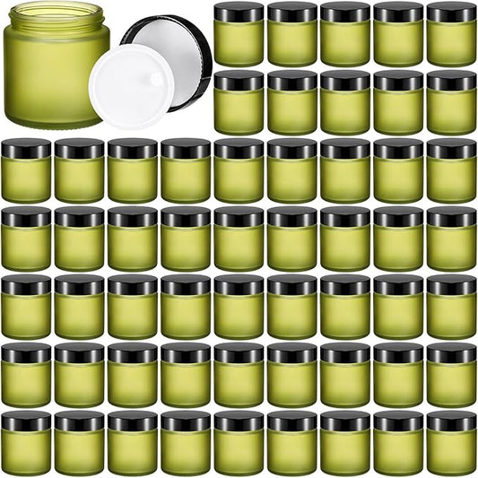 Norme 64 Pcs 4 oz Glass Jars with Lids Leakproof Round Airtight Empty Cosmetic Jars with Inner Liners Lid for Storing Lotions Powder Ointments Candle Making (Pea Green)