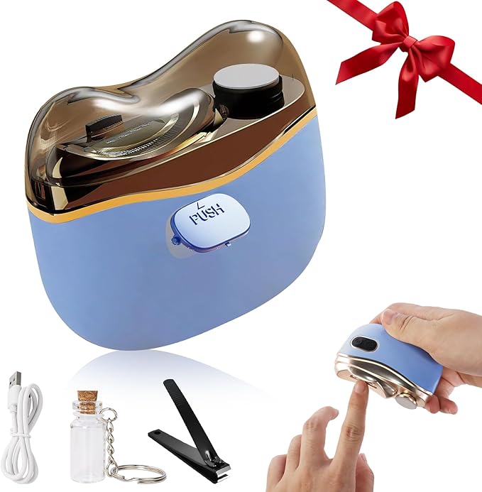 Electric Nail Clipper, Automatic Electric Nail Trimmer and Polisher for Adults Seniors, Intelligent Electric fingernail Clippers with Collector, Gift for Your Loves (Blue)