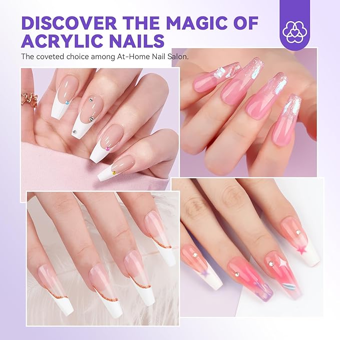 SAVILAND Acrylic Nail Kit for Beginners: Professional Nail Kit Acrylic Set with Practice Hand 400pcs Nail Tips Electric Nail Drill Pure EMA Acrylic Nail Kit for Nail Extension Home Salon Use