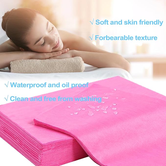 200Pcs Disposable Bed Sheets,31''x71'' Waterproof Massage Table Sheet Protector Non Woven Fabric Bed Cover for Massage Therapy Tattoo Beauty Salon Hotels Esthetician (White) (pink200pcs)