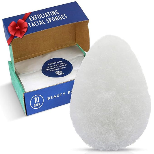 HartFelt [10 Pack] Regular Exfoliating Facial Sponge for Face - Daily Cleansing Face Scrubber - Buf Dirt Away with Puf Styled Reusable Face Pads for Removing Makeup, Dirt, and Dead Skin - Made in USA